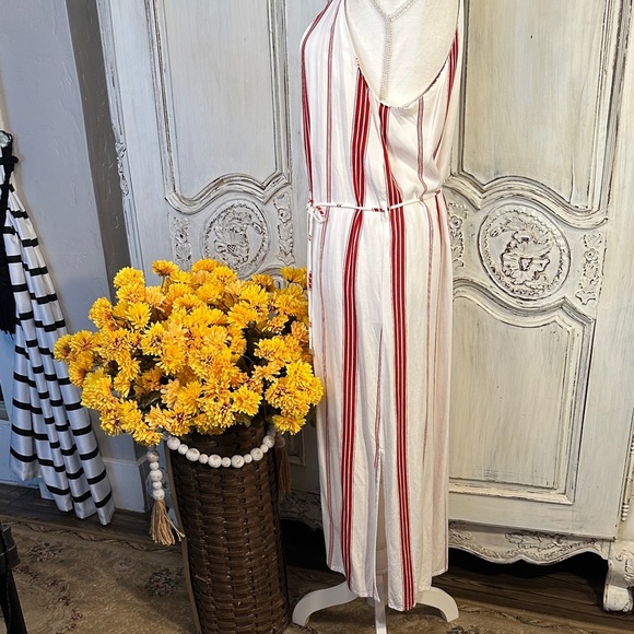 Faithful Striped Red and White with spaghetti straps Women's Maxi Dress - Picture 6 of 11